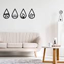 Device of MM 4 Elements Air, Fire, Earth, Water, Wall Art Hanging Black Designed Wood Decor Sculptures Black Wall Art Decoration Contemporary Home - 8 Inch