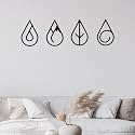 MM Four Water Drop Wooden Wall Art – Black Hanging Decor for Home, Bedroom, Living Room, Office, and Washroom (8 Inch)