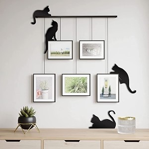 device of mm wooden cute cats black designed wall art wall hanging decor plaque sculptures black wall decoration contemporary home living room office bedroom and garden - 4 pcs