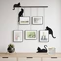 Device of MM Wooden Cute Cats black designed wall art wall hanging decor plaque sculptures black wall decoration contemporary home, living room, office, bedroom and garden - 4 Pcs