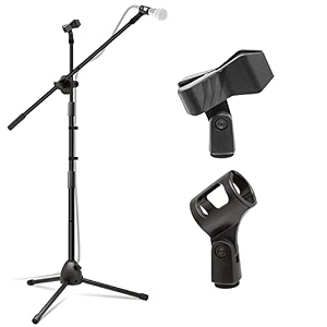 device of urban infotech dual microphone stand with 2 mic clip holder heavy duty adjustable mic stand condensers microphone stand for singing amp studio recording nb200