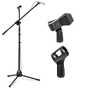 DEVICE OF URBAN INFOTECH Dual Microphone Stand with 2 Mic Clip Holder Heavy Duty Adjustable Mic Stand Condensers Microphone Stand for Singing &amp; Studio Recording (NB200)