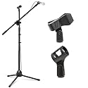 DEVICE OF URBAN INFOTECH Dual Microphone Stand with 2 Mic Clip Holder Heavy Duty Adjustable Mic Stand Condensers Microphone Stand for Singing &amp; Studio Recording (NB200)