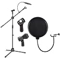 DEVICE OF URBAN INFOTECH Dual Microphone Stand with Pop Filter Adjustable Mic Stand With 2 Mic Clip Holder Condensers Microphone Stand for Singing & Studio Recording