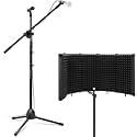 DEVICE OF URBAN INFOTECH Dual Microphone Stand with 5 Panel Isolation Shield Vocal Reflection Filter for Mic with 2 Mic Clip Holder Mic Stand Condenser Microphone Stand for Singing &amp; Studio Recording