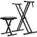 DEVICE OF URBAN INFOTECH Keyboard Stand and Bench Set –Double X-Frame Piano Keyboard Stand with Padded Stool, Adjustable & Foldable Piano Stand Piano Bench Stool for Home, Studio, Stage & Beginners