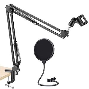 device of urban infotech microphone stand with pop filter desk clamp mic stand with dual layered pop filter boom arm for mic studio singing singing studio recording podcast mic stand