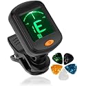 DEVICE OF URBAN INFOTECH Professional Clip On Guitar Tuner with 5 Picks LCD Display Chromatic Digital Tuner for All Instruments Ukelele Guitar Bass Mandolin Violin Banjo, BLACK