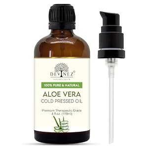 devinez aloe vera cold pressed oil with premium lotion pump - therapeutic grade 100 pure natural oil for glowing skin body hair face moisturizer massage and aromatherapy 118 ml