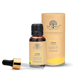 devinez lemon cold pressed essential oil 100 pure natural amp undiluted therapeutic grade for face aromatherapy skin pigmentation hair and massage - 15ml in glass bottle
