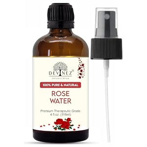 devinez natural rose hydrosol water with mist spray - 100 pure alcohol-free refreshing facial mist for glowing skin amp hydration calming and bath suitable for all skin types 118 ml