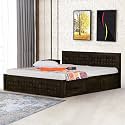 Kingdom King Size Bed - A Solid Wooden Bed with Storage - Double Bed Furniture for Bedroom - Perfect Diwan Bed King Size Cot with Storage in Walnut Finish