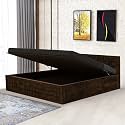 Sheesham Wood Kingdom Queen Size Bed with Hydraulic Storage for Bedroom - Solid Wood Double Bed with Storage Hydraulic Bed Queen Size for Living Room Home Hotels - (Walnut Finish)