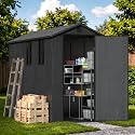 Devoko 4×8 FT Resin Outdoor Storage Shed with Floor, Plastic Garden Shed