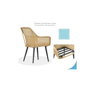 devoko 5 piece rattan wicker outdoor dining set with waterproof cushions amp table for indoor poolside lawn backyard garden terrace balcony beige amp cream table without glass top