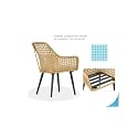 DEVOKO 5 Piece Rattan Wicker Outdoor Dining Set with Waterproof Cushions & Table for Indoor, Poolside, Lawn, Backyard, Garden, Terrace, Balcony (Beige & Cream) Table Without Glass Top