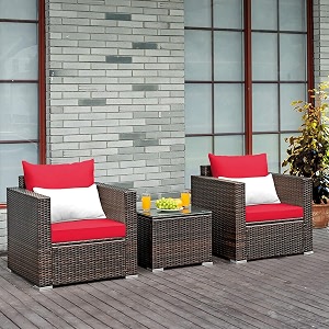 devoko retreat 3 piece patio furniture set dark brown amp red