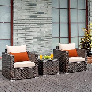devoko retreat 3 piece patio furniture set dark brown amp cream