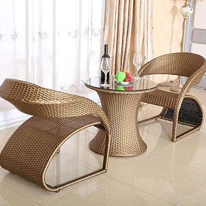 devoko all weather wicker outdoor 3 piece patio furniture set amp glass table top for porch backyard garden balcony terrace poolside golden 61 cm 711 cm