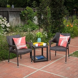 devoko garden 3 piece outdoor wicker hdpe rattan patio furniture set with storage table for pool deck lawn porch balcony dark brown