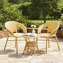 DEVOKO Aria Outdoor 3 Piece All Weather Wicker Patio Rattan Chair and Table Bistro Set with Powder Coated Iron Frame for Balcony, Garden, Poolside, Deck (Beige)
