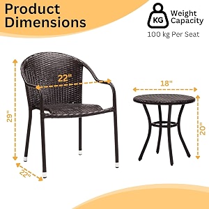 devoko curvera 3 piece waterproof rattan chairs amp table dark brown ideal for garden balcony poolside terrace living room lawn deck