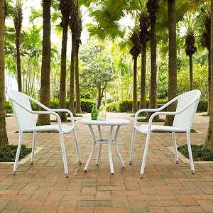 devoko curvera 3 piece waterproof rattan chairs amp table white ideal for garden balcony poolside terrace living room lawn deck