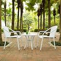 DEVOKO Curvera 3 Piece Waterproof Rattan Chairs &amp; Table (White) Ideal for Garden, Balcony, Poolside, Terrace, Living Room, Lawn, Deck
