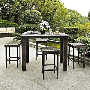 devoko outdoor 5-piece patio bar table set with 4 stools all-weather wicker ideal for backyard garden poolside terracelawn dark brown