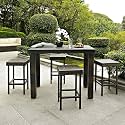 DEVOKO Outdoor 5-Piece Patio Bar Table Set with 4 Stools, All-Weather Wicker, Ideal for Backyard, Garden, Poolside, Terrace,Lawn (Dark Brown)