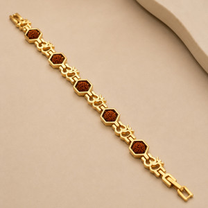 devora rudraksh fst11 gold finish rakhi bracelet set 1
