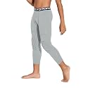 DEVOROPA Youth Boys' Compression Pants with Knee Pads 3/4 Basketball Athletic Tights Quick Dry Sports Workout Leggings