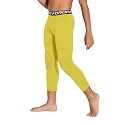 DEVOROPA Youth Boys' Compression Pants with Knee Pads 3/4 Basketball Athletic Tights Quick Dry Sports Workout Leggings