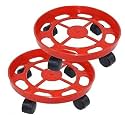 DEVRSHREE Magic Stainless Steel Cylinder Trolley with Wheels, Gas Trolly, LPG Cylinder Stand Gas Cylinder Trolley with 4 Wheels, Standard Gas Cylinder Trolley (RED Gas Trolley (Pack of 2))