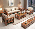 Devsignature 3+1+1 Solid Wood 5 Seater Sofa Set For Living Room/Wooden Sofa Set For Home Solid Wood 3 + 1 + 1 Sofa Set (Brown Teak Finish, DIY(Do-It-Yourself))