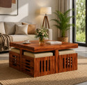Devsignature Sheesham Wood Center Table With StoolWooden