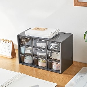 9 drawer plastic storage desk cabinet organizer storage box 184 x 12 x 10 cm black