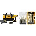 DEWALT 20V Max Cordless Drill/Driver Kit (DCD771C2) and 21-Piece Titanium Nitride Drill Bit Set
