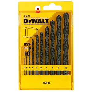 dewalt dt5911-qz hss 1mm2mm3mm4mm5mm6mm7mm8mm9mm10mm metal drill machine bit set pack of 10
