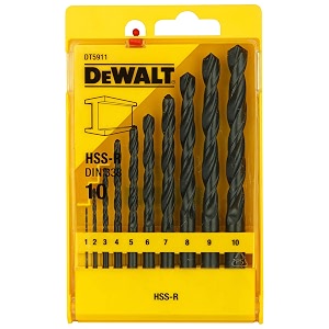 dewalt dt5911-qz hss 1mm2mm3mm4mm5mm6mm7mm8mm9mm10mm metal drill machine bit set pack of 10