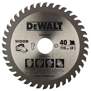 dewalt dw03410 110mm 40t tct circular saw blade for cutting mdf plywood and laminated wood