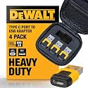 DEWALT Heavy Duty USB-C Female to USB-A Male Adapter 4 Pack w/Case