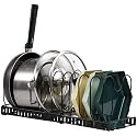 DEWEL 2PCs Expandable Pot Pan Lid Organizer Holder Inside Cabinet (Black)