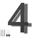 DEWEL 8 Inch Floating Acrylic House Numbers for Outside, Large Black Address Numbers with Nail Kit, Modern 911 Visibility Signage, Weatherproof Exterior Decor for Garage Gate Mailbox Wall (Number 4)
