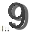 DEWEL 8 Inch Floating Acrylic House Numbers for Outside, Large Black Address Numbers with Nail Kit, Modern 911 Visibility Signage, Weatherproof Exterior Decor for Garage Gate Mailbox Wall (Number 9)