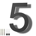 DEWEL 8 Inch Floating House Numbers for Outside, Black Acrylic Address Numbers for 911 Visibility, Modern Address Number Sign with Mounting Nail Kit for Garage, Gate, Wall (Number 5)
