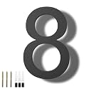DEWEL 8 Inch Large Floating House Numbers, Black Acrylic Address Numbers for Outside, Modern 911 Visibility Signage with Mounting Nail Kit, Weatherproof Exterior Decor for Garage Gate Mailbox Wall (Number 8)
