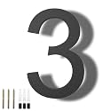 DEWEL 8 Inch Large Floating House Numbers, Black Acrylic Address Numbers for Outside, Modern 911 Visibility Signage with Mounting Nail Kit, Weatherproof Exterior Decor for Garage Gate Mailbox Wall (Number 3)