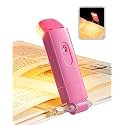 DEWENWILS Amber Book Light, USB Rechargeable Book Light for Reading in Bed, 3 Brightness Levels, Blue Light Blocking, LED Clip-on Reading Light for Kids, Bookworms, Pink