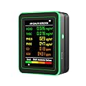 DeWire Portable Air Quality Detector with 6-in-1 Monitoring - CO2, CO, PM2.5, PM10, HCHO, TVOC Tester with 2.8" Color Display, USB-TypeC Rechargeable for Home and Office (Black)